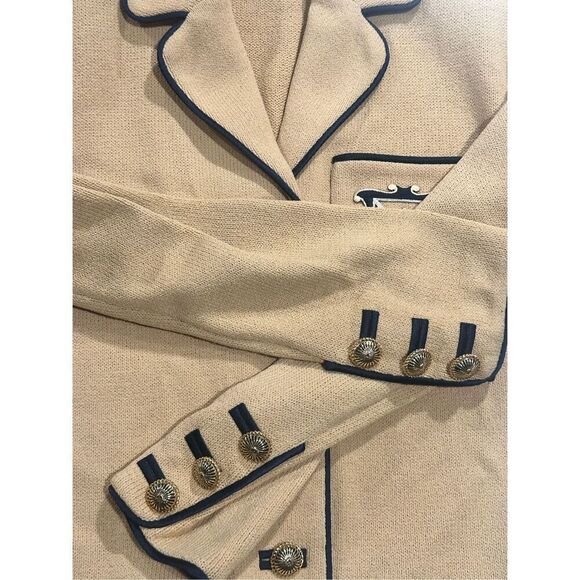 St. John Santana Knit Logo Embroidered Patch Crest Jacket Blazer Size 4 - Picture 7 of 10